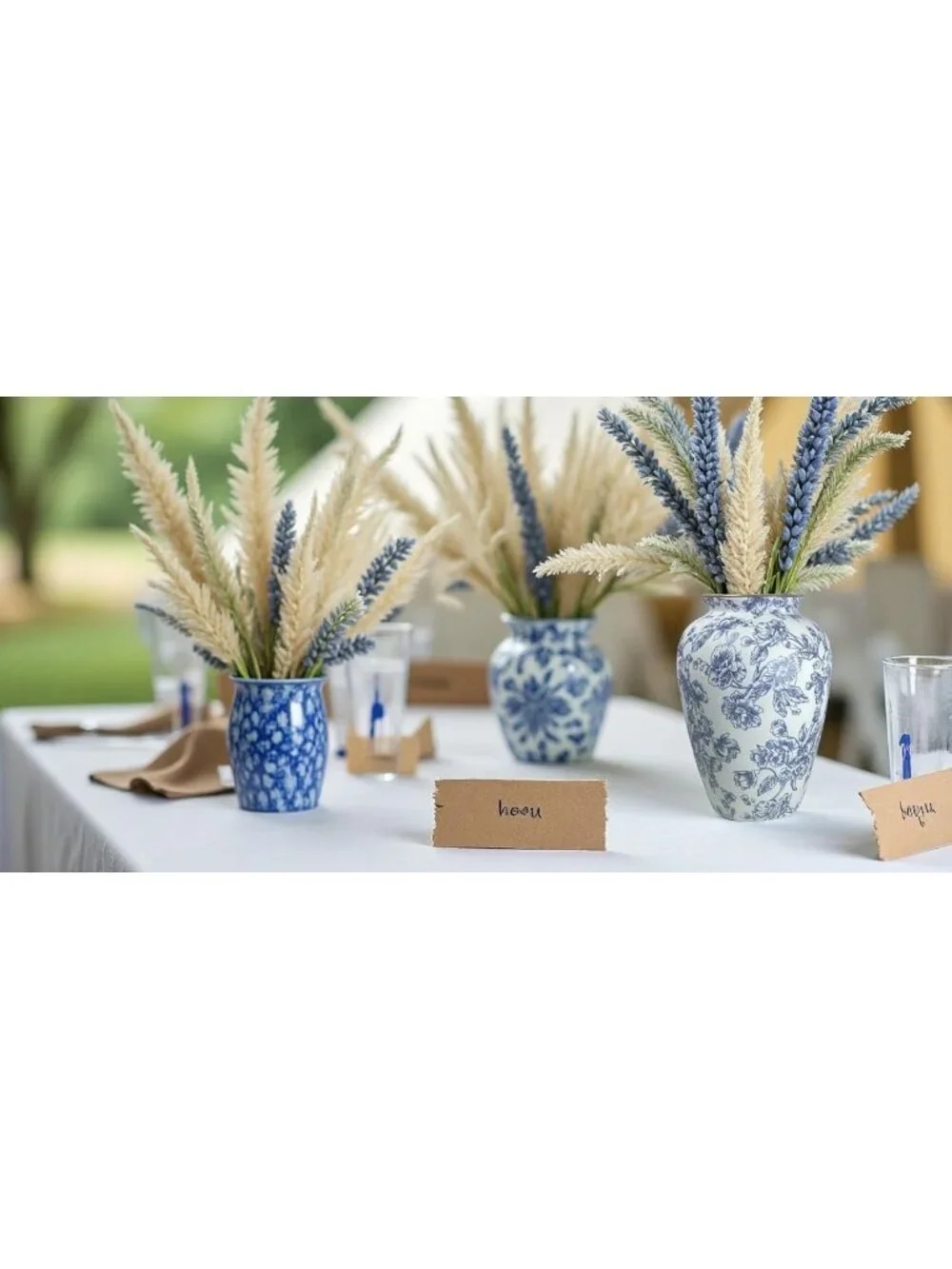 Vintage Blue and White Chinoiserie Ceramic Vase - Antique Floral Home Decor 9in